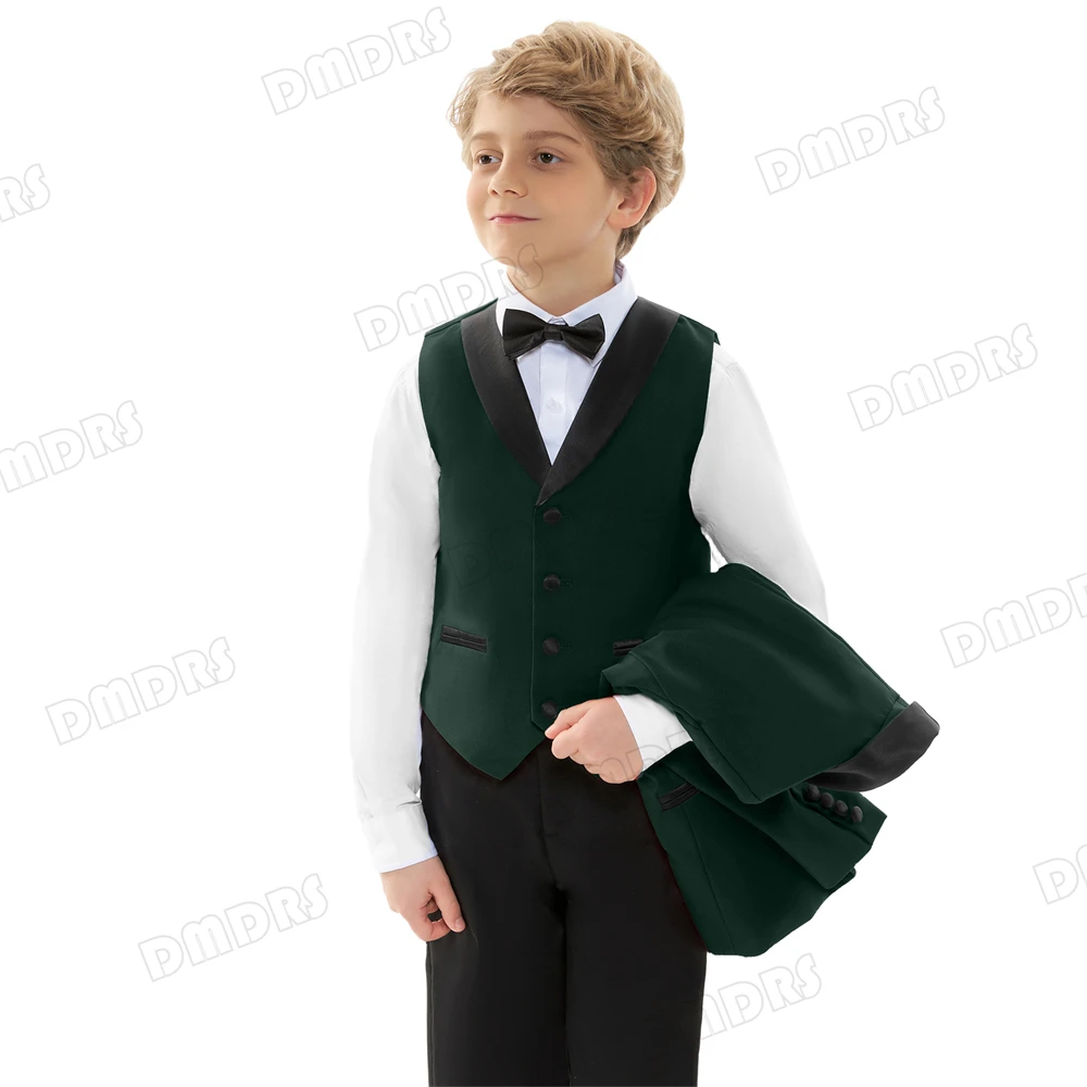 Regular Fit Boy\'s Formal Suit Set, 4 Pieces Smart Suits For Kid From 3 To 14 Years Shawl Neck Wedding Guest Outfit For Children