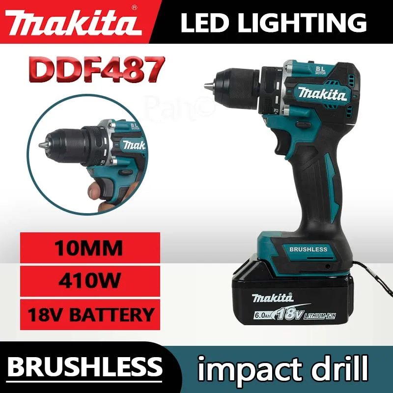 Makita 18V Battery DDF487  Screwdriver Brushless Electric Drill Impact Drill Of Decoration Team Power Tools For Makita