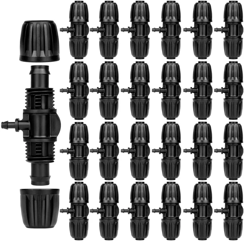 

1/2 To 1/4 Drip Irrigation Fittings,25Pack Barbed Tee 1/2Inch Drip Irrigation Tubing To 1/4Inch Irrigation Tube Fitting