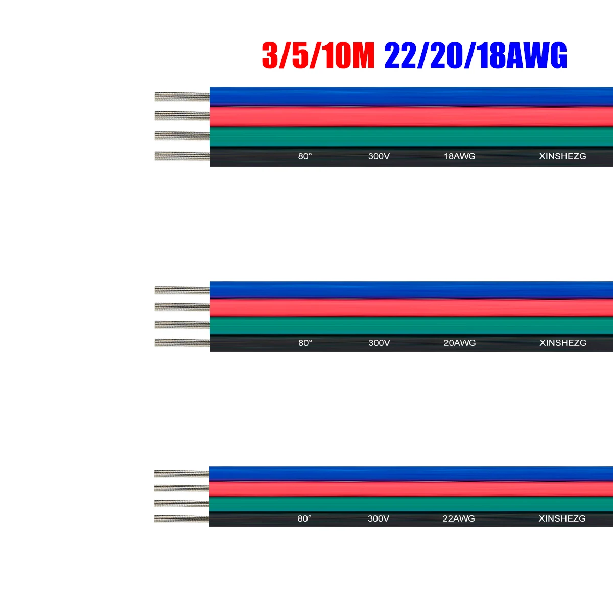 4pin חוטים ריתוך חוט חשמלי גמיש 3 5 10 מ '22/20