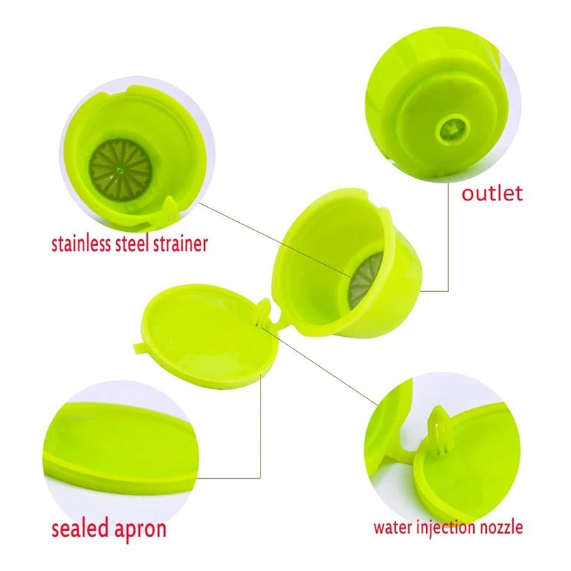 3 Pcs Coffee Capsules Refillable Coffee Capsules Pods Reusable Universal Coffee Filter With Spoon Brush For Dolce Gusto A