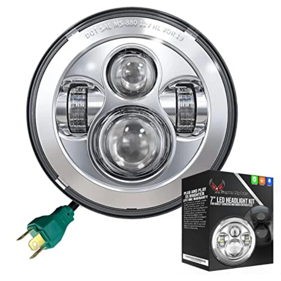 

8700C 7 Headlight for Harley Davidson and Indian Motorcycles - Generation I Chrome Kit No Installation Accessories