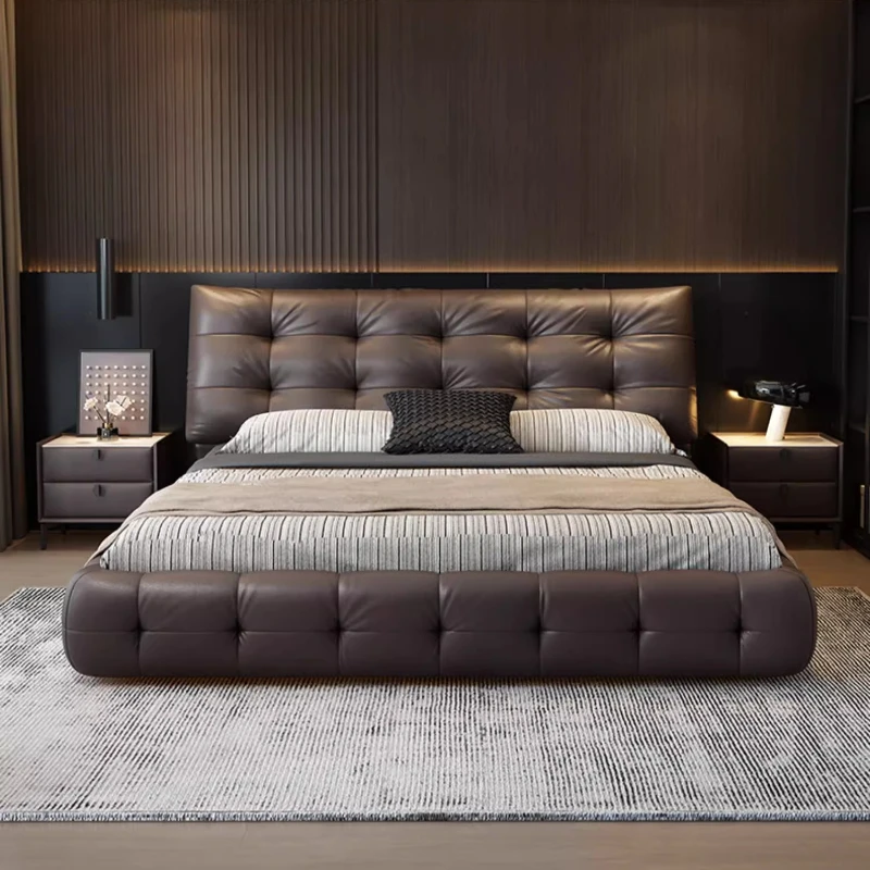 

Lawrence Cloud Leather Bed Master Bedroom Queen Bed Soft Bag Light Luxury High-end Italian Minimalist Furniture Bed