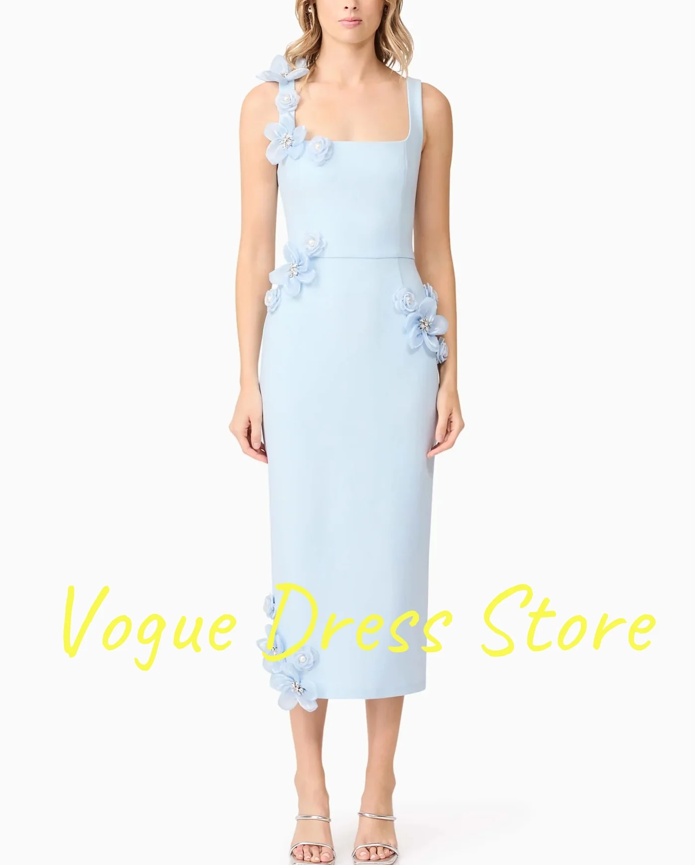 CustomizedvCustomized 고품질 저지 3D 꽃 크리스탈 진주 이브닝 드레스 섹시한 민소매 연예인 가운 맞춤 제작