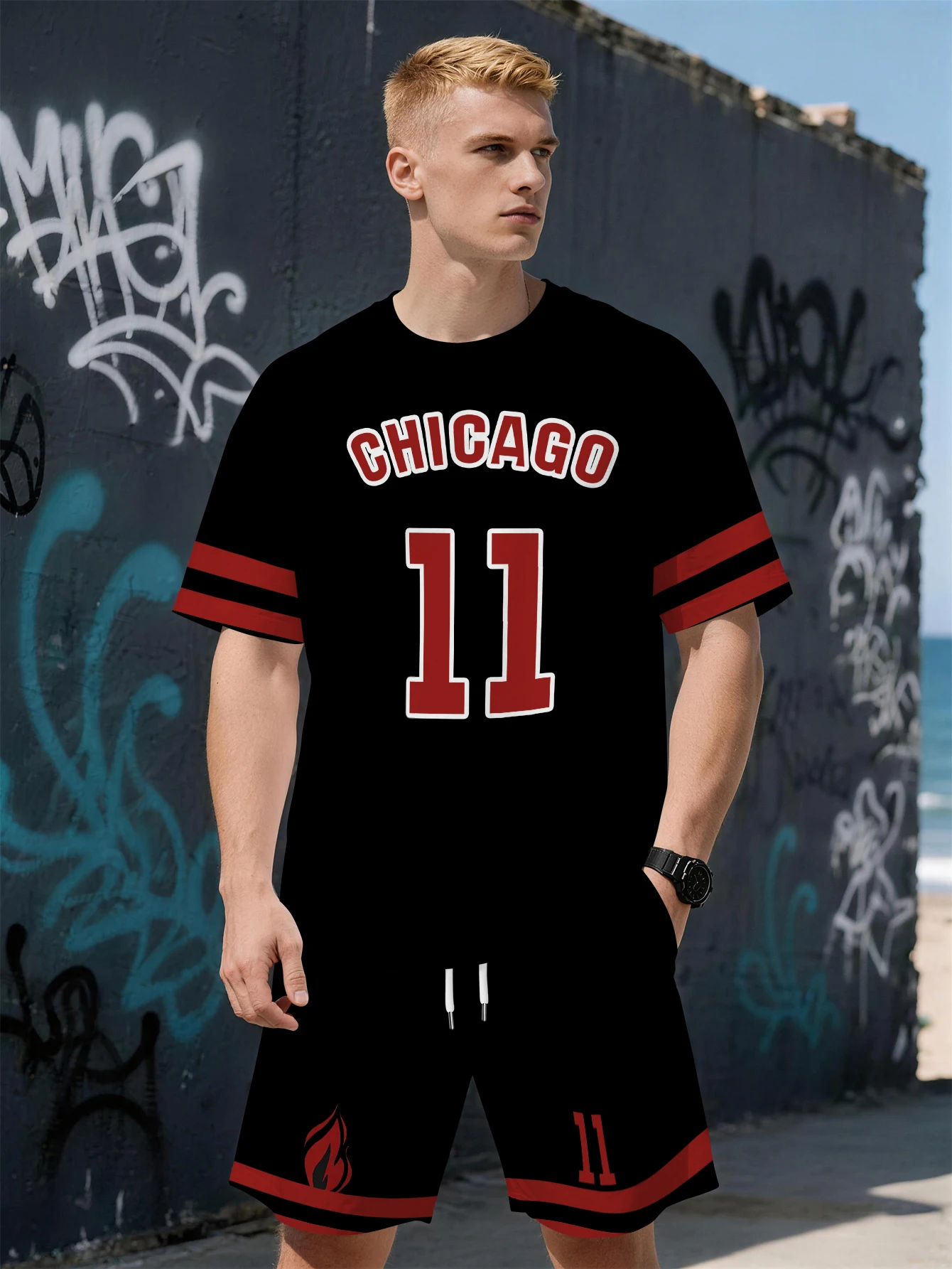 

2026 Summer New Men's Short-Sleeved Set with 3D Digital Pattern Printing - Fashionable Comfortable Lightweight and Soft