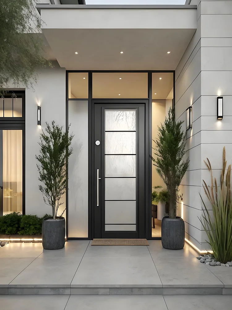 Sixinalu Entrance Door With Sidelight Povit Exterior Front Security Entry Main Swing Casement Doors Aluminum Home Decor Custom