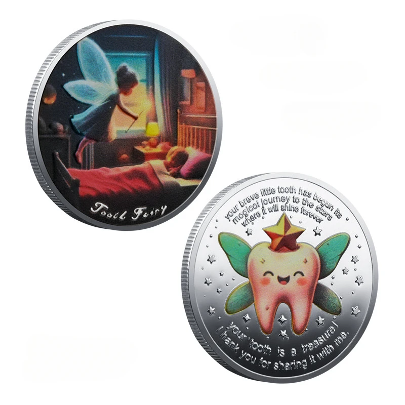 عملات معدنية قابلة للجمع مطلية بالذهب من The Tooth Fairy، عملات تسنين سعيدة، أسنان الأطفال، عملات محظوظة #4