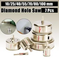 7PCS Large 10-100mm Diamond Hole Saw Tile Ceramic Glass Porcelain Marble Drill Bit Set