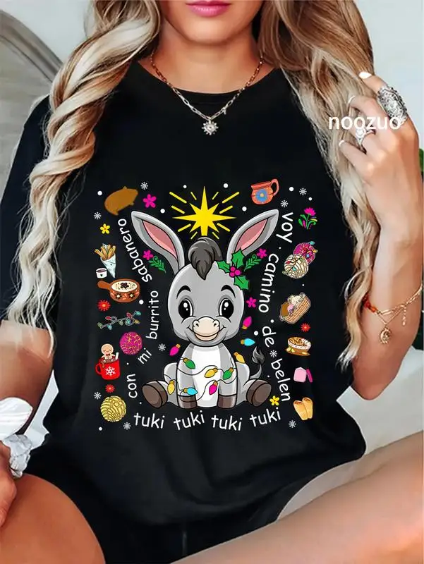 100 % Baumwolle Mi Burrito Sabanero Mexikanischer Weihnachtsesel Spanisches Weihnachts-T-Shirt Top Klassisches T-Shirt für Männer für Frauen Herrenbekleidung Top