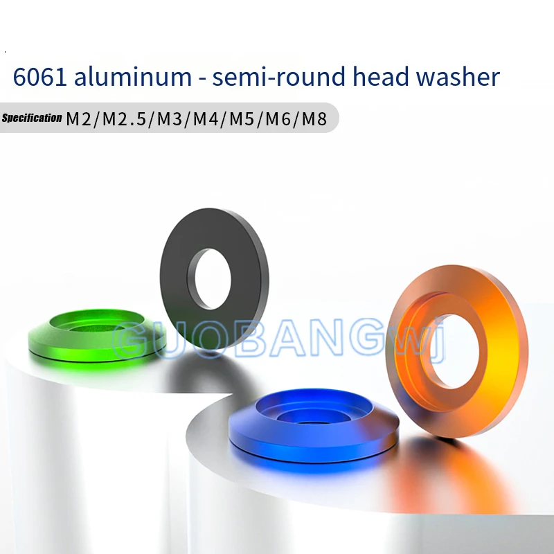 Aluminum Alloy Multi-color Half Round Head Washer Pan Head Groove Screw Washer M2-M8 Various Colors High Strength Anti-rust