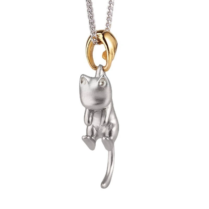 Fashion Cartoon Cat Pendant Necklace Choker Neck Chain Simple Clavicle Chain Necklace Party Jewelry for Women Men