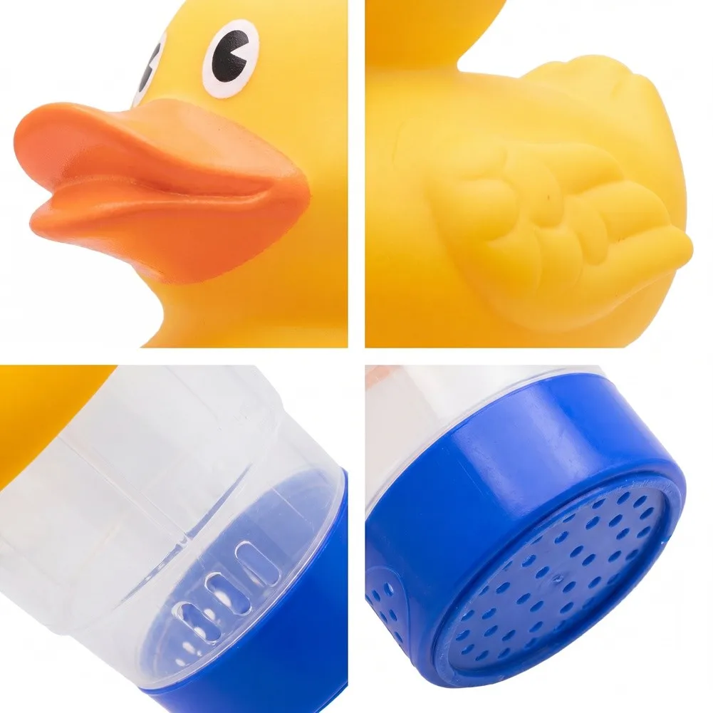 Yellow Swimming Pool Cleaner Floating Duck Pool Dispenser Floating Pool Toy Transparent Design Weather Resistant