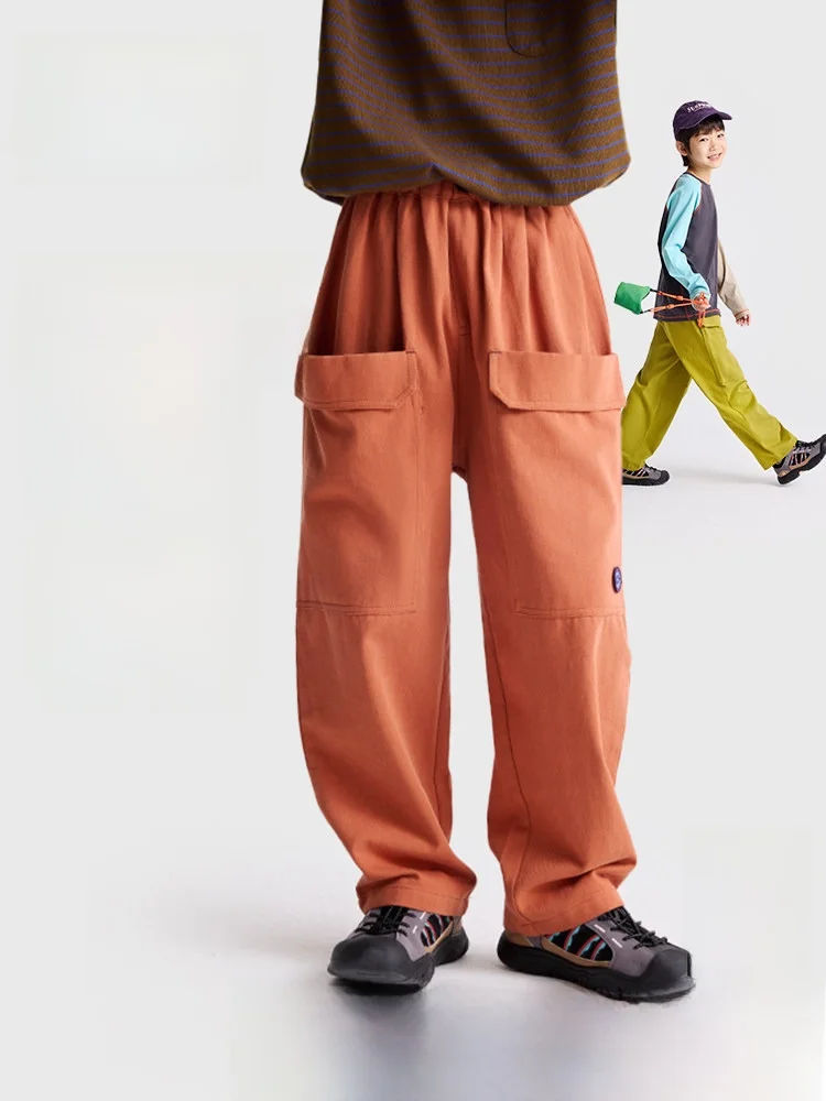 

Purrfect Diary Kids Work Pants Large Pockets Breathable Casual Long Trousers for Boys And Girls Spring Autumn Cotton Pants