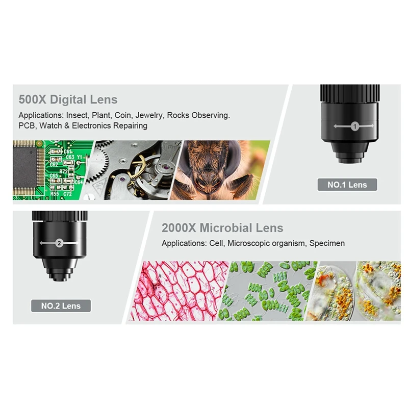 2000X Biological Digital Microscope Wifi USB Microscope With Digital & Microbial Lens With 11 Adjustable LED