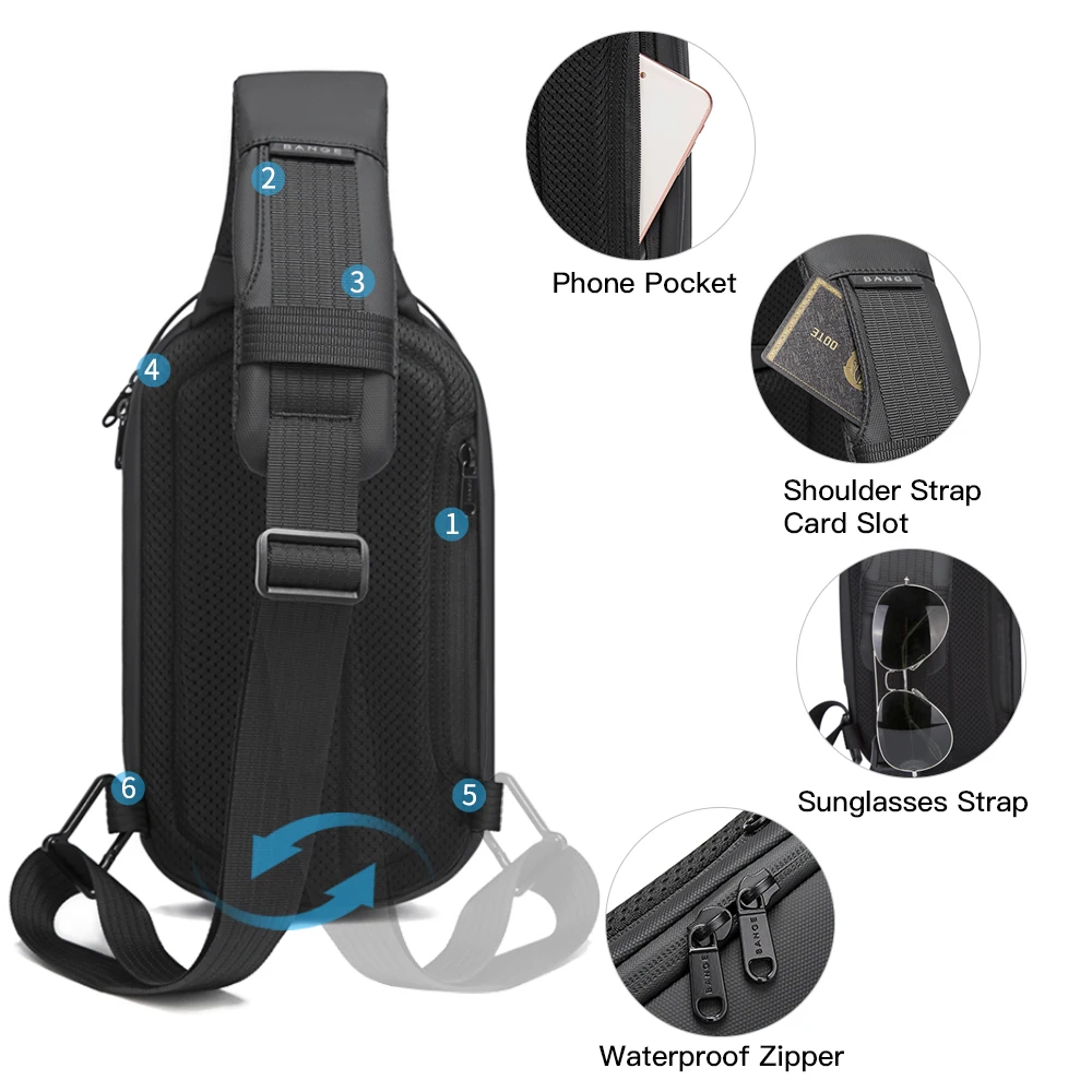 2022 Nieuwe Anti-Diefstal Multifunctionele Crossbody Schoudertas Messenger Bags Mannelijke Waterdichte Korte Trip Borst Bag Pack Voor Mannen