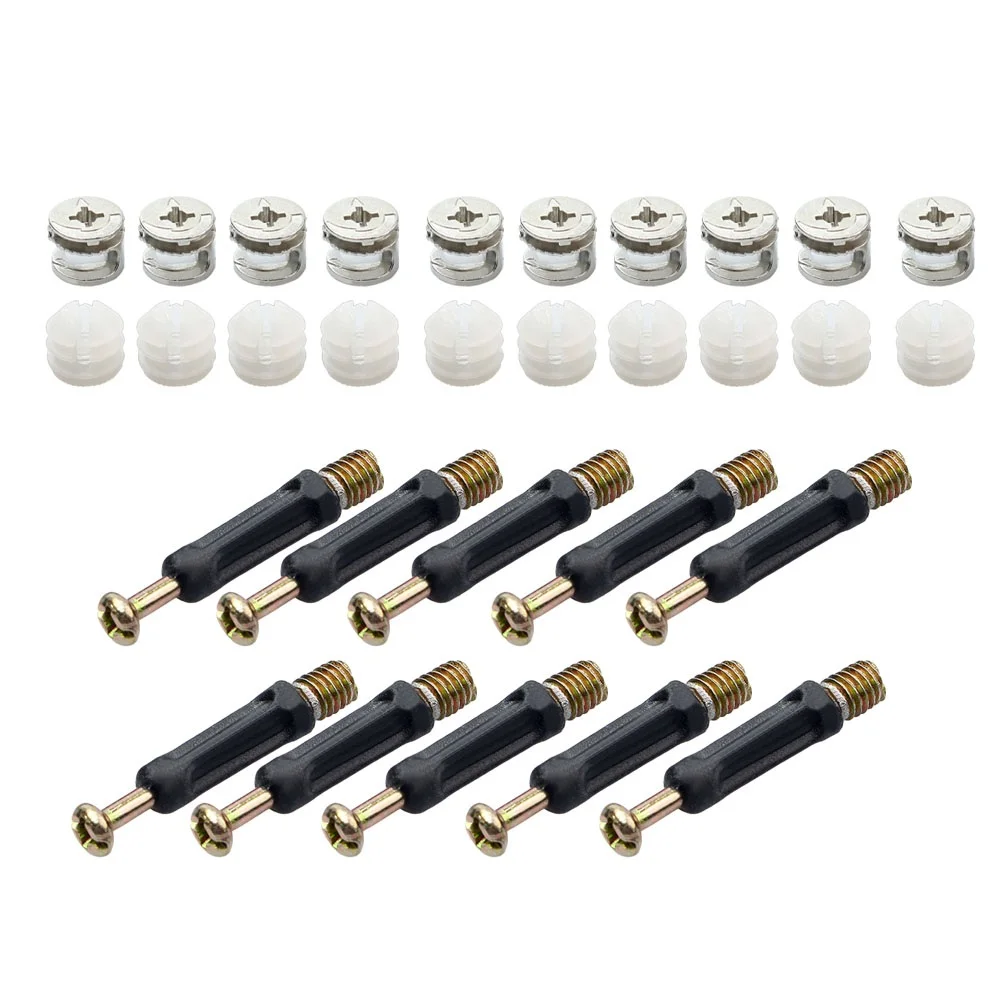 10Pcs Eccentric Three-in-one (cam Accessory + Pin + Pre-inserted Nut) Fastening Connector Furniture Quick-Release Rod Connector