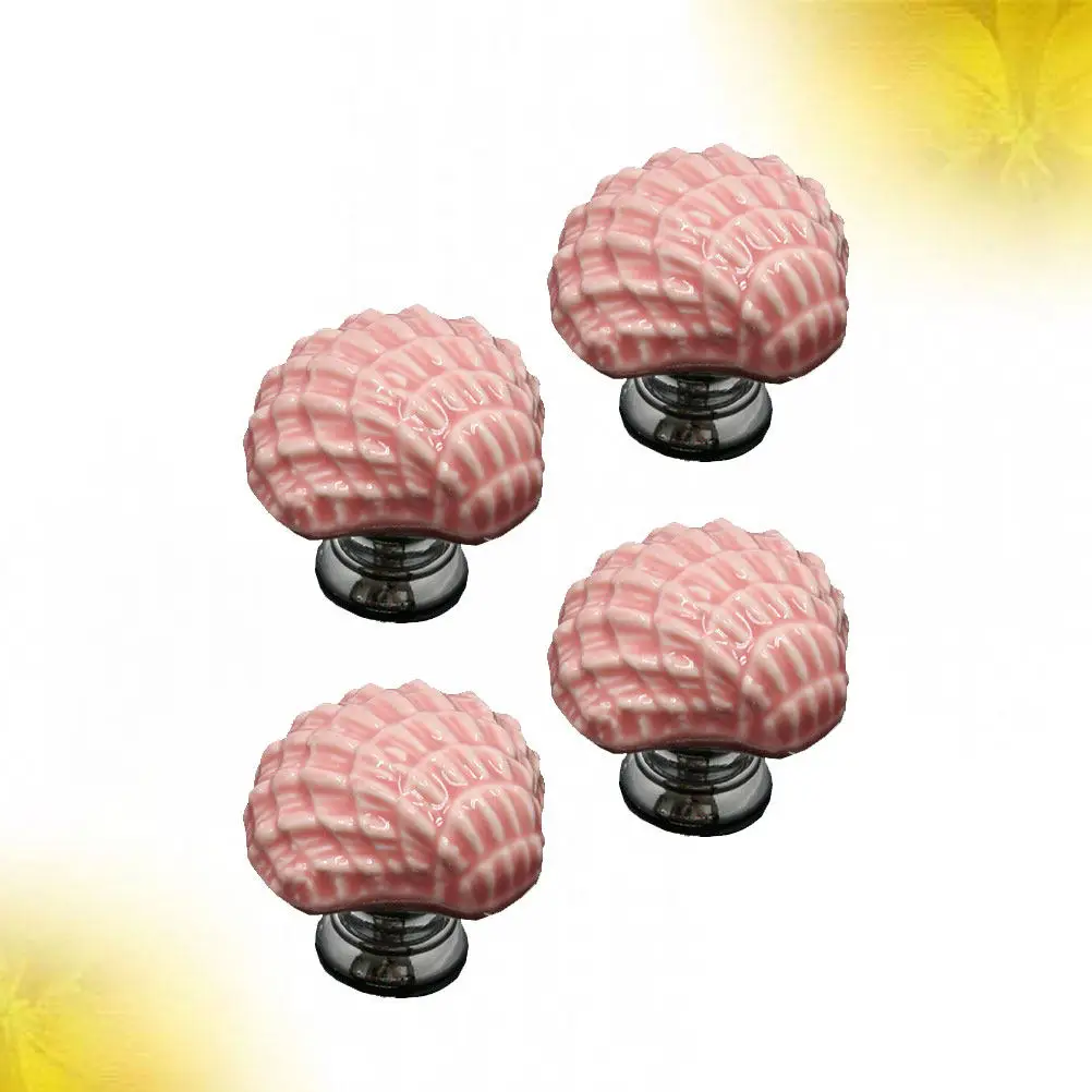 4Pcs Cartoon Shell Cabinet Knobs Ceramic Pull Handles for Drawer Cupboard Wardrobe Door Furniture Decoration Cabinet Knob