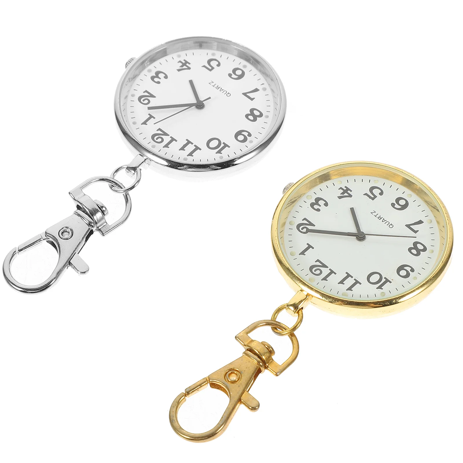 قطعتان من قلادة ساعة الجيب الأنيقة للرجال والنساء، حركة ممتازة، هدية وقت دقيق، حفلة يومية، تسوق فضي ذهبي #1