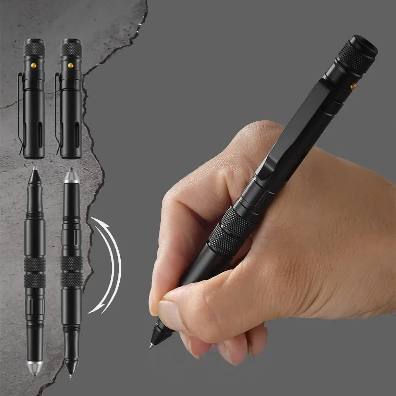 Portable Multifunctional Tactical Pen 4-In-1 Outdoor Defense Tactical Anti Skid Ballpoint Pen Flashlight Emergency Glass Breaker