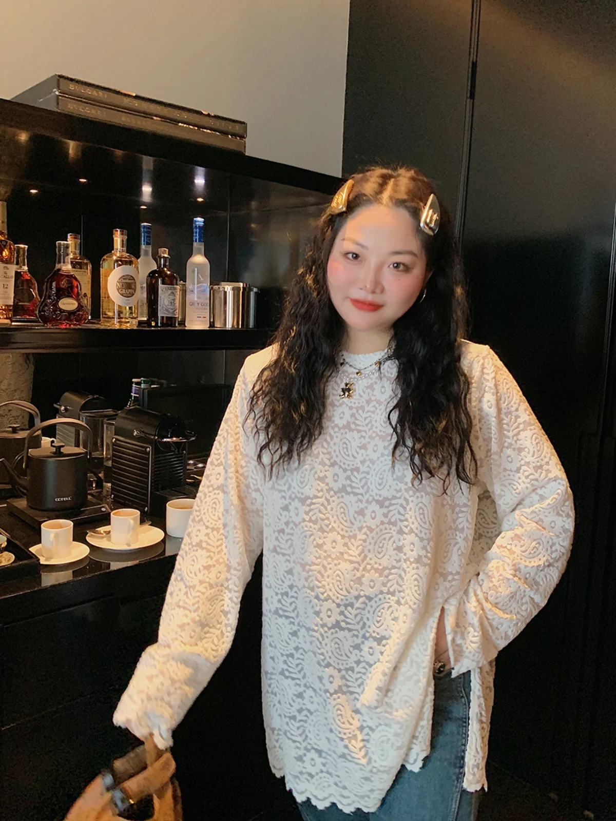 

Gold Day Zhi Женская кружевная основа irt Осень Зима Уникальная внутренняя одежда Топ Большой размер плюс размер MM Вилка Дизайн Французский Sle