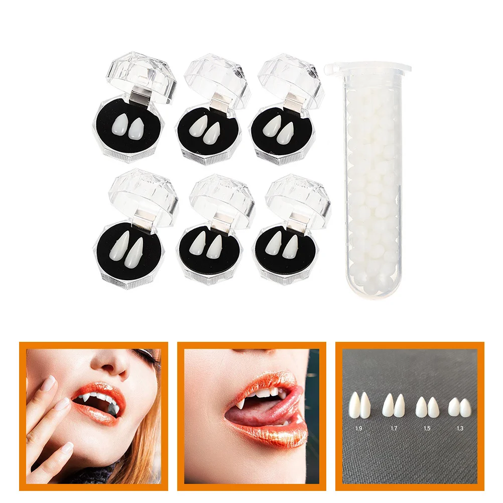 1 Zestaw Żywicznych Sztucznych Zębów Halloween Cosplay Kostiumy Straszne Zęby Rekwizyty Horror Wampir Zombie Protezy Imprezowe Protezy Wampirze