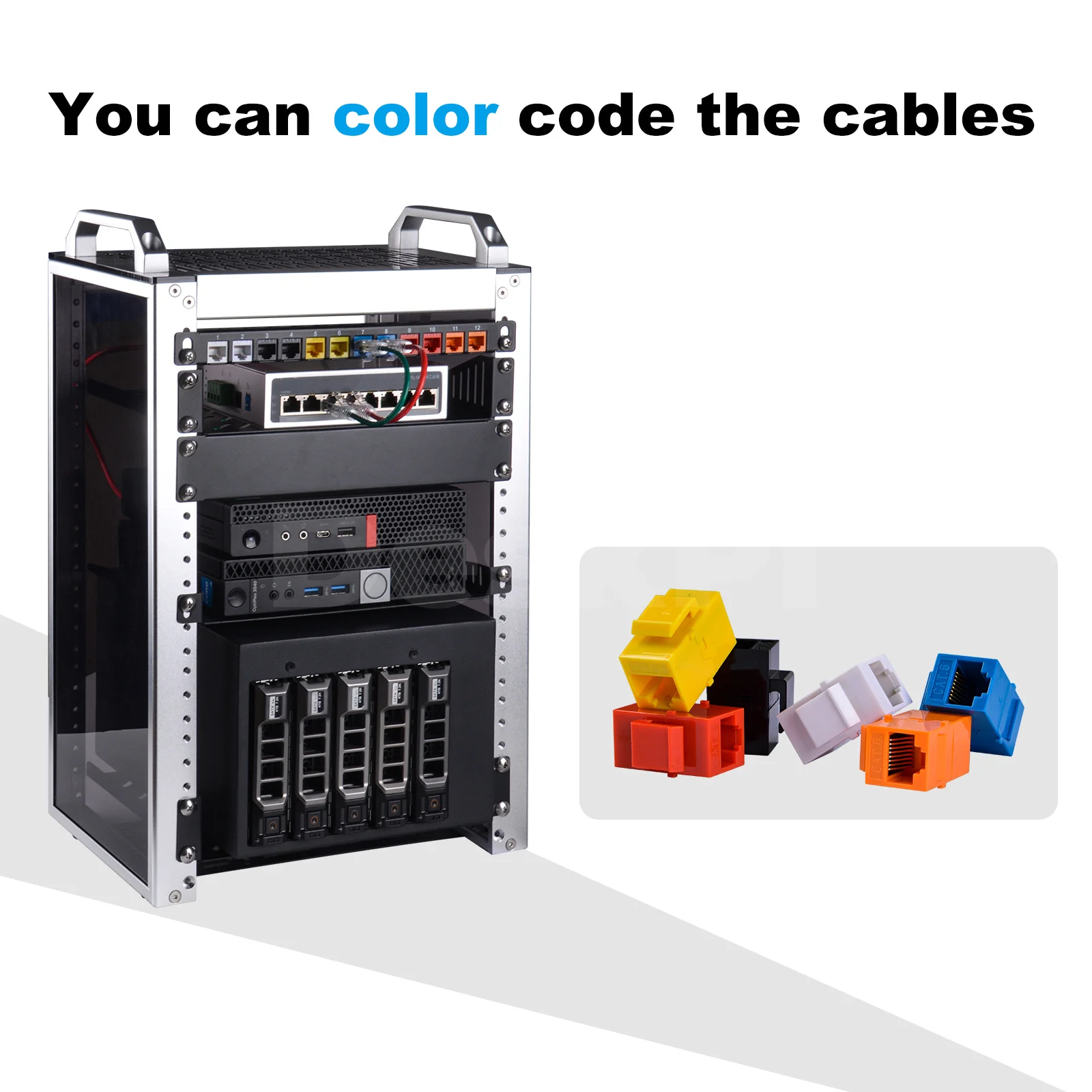 Accesorios DeskPi Rackmate Conectores Keystone Cat6A RJ45 de 12 puertos