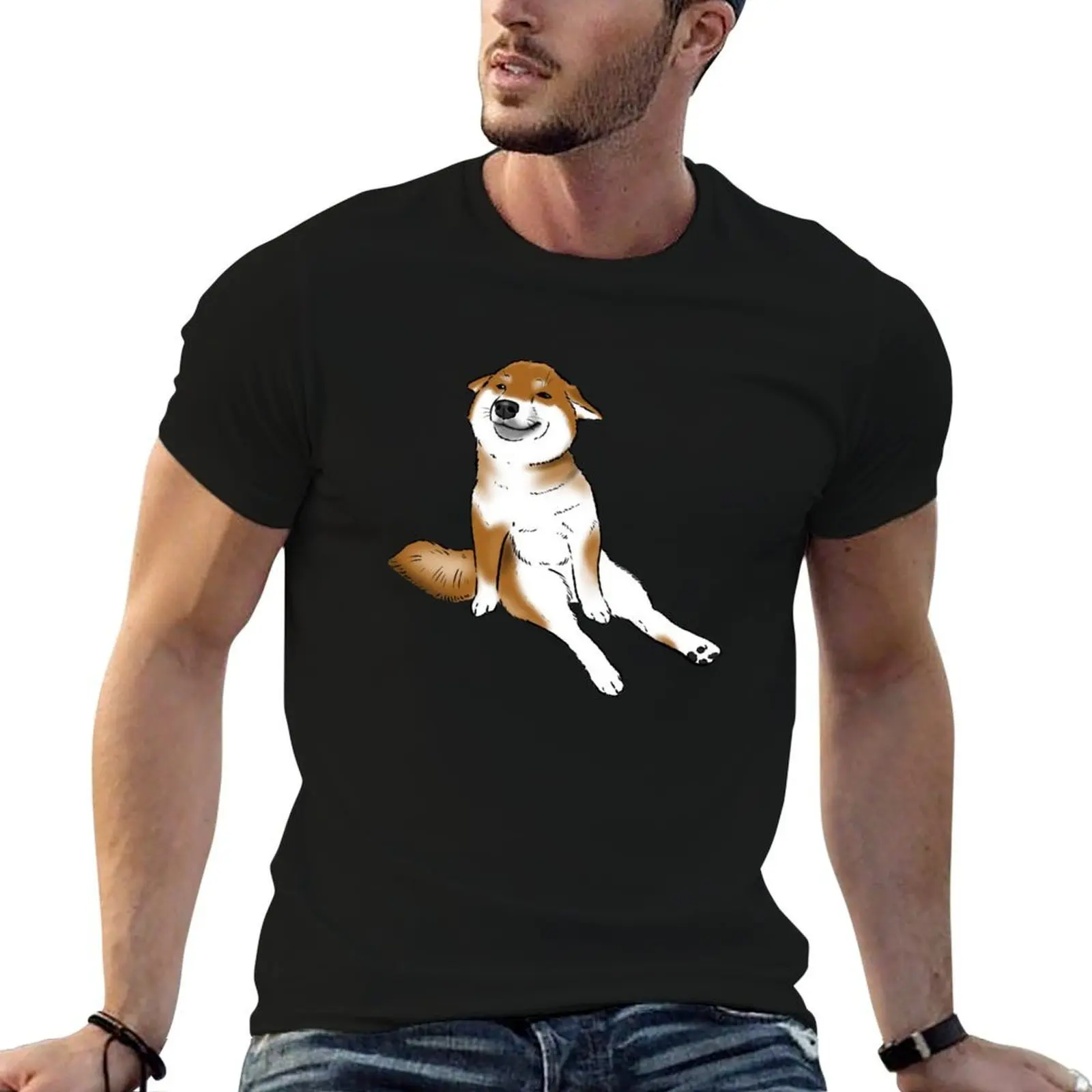 

Funny Sitting Shiba Inu T-Shirt black cotton t-shirt plain for man package t shirts for man cotton man graphic t shirt T-Shirt