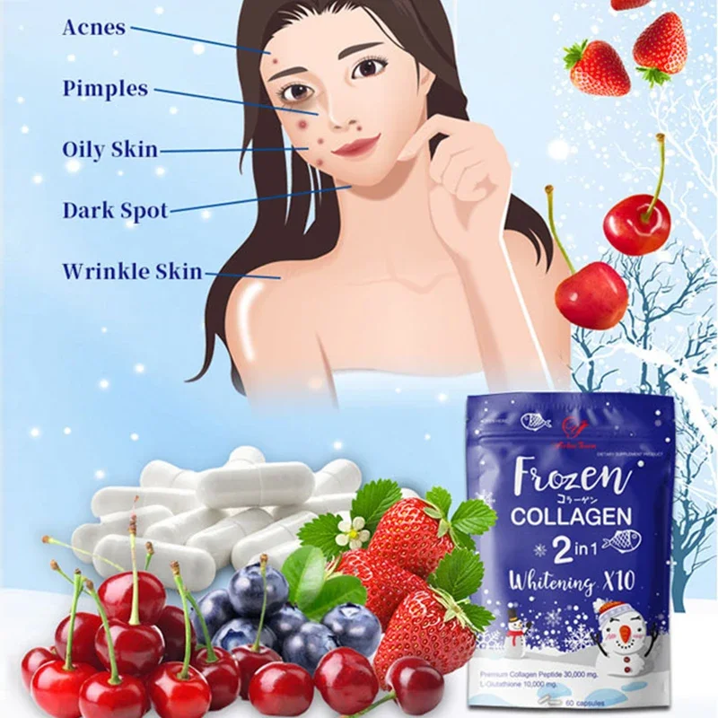 2 bags of 2-in-1 frozen collagen pills, peptide whitening and detoxification capsules, body care, slim figure and smooth skin.