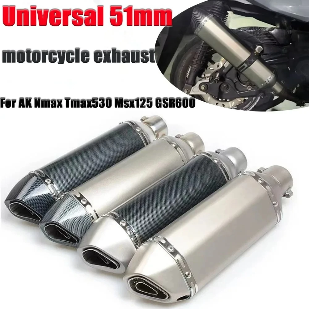 

370mm Diameter Motorcycle Exhaust Muffler Pipe Universal 51mm Escape Motorcycle 250cc 350cc 600cc For AK Tmax530 Msx125 GSR600