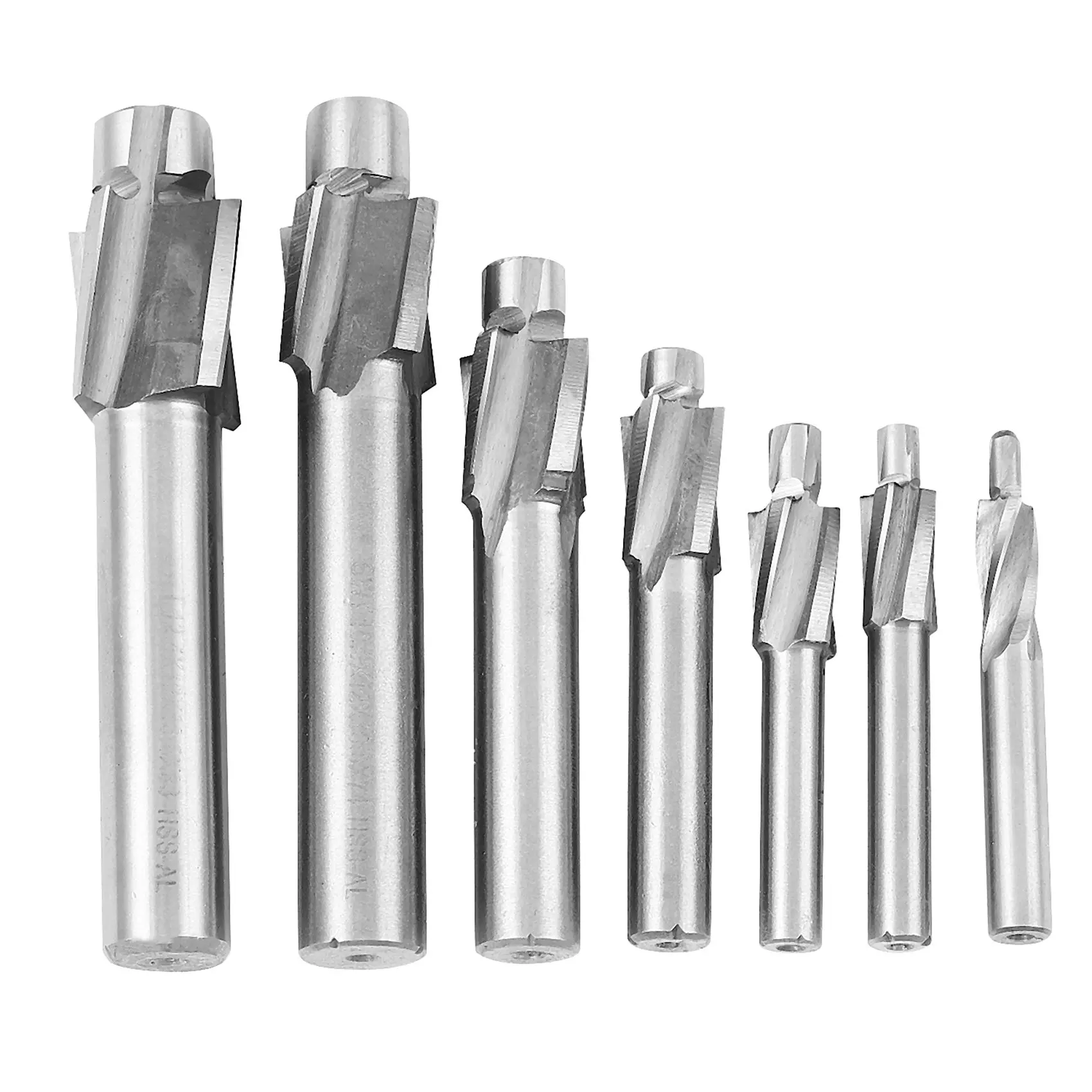 AT59 7Pcs M3-M12 Counterbore Milling Cutter High Speed Steel Pilot Slotting Tool End Mill Slot Drill Bit Set