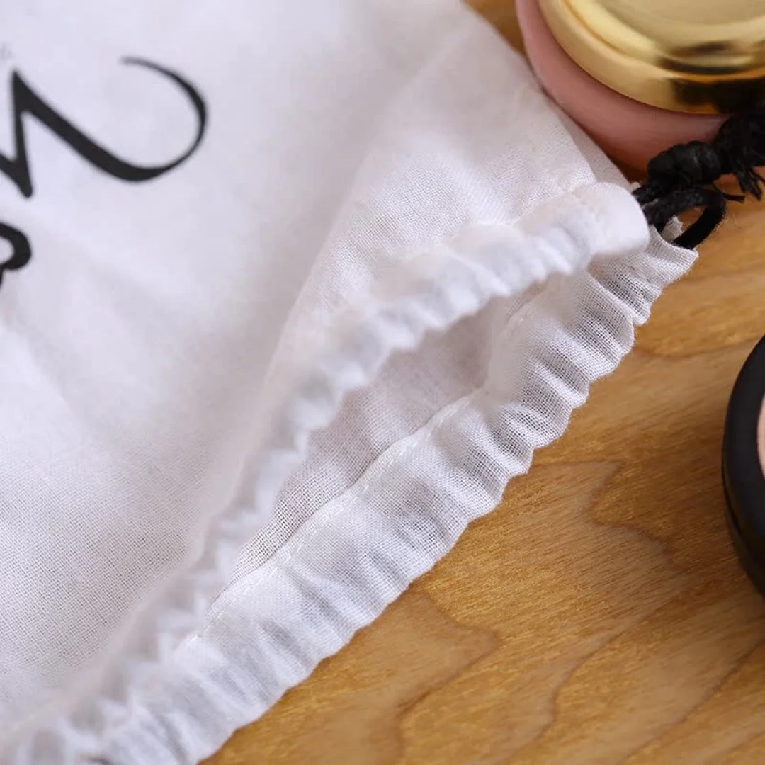 Personalized Logo Cotton Drawstring Bags Reusable Natural Muslin Canvas Bag Jewelry Package Party Wedding Birthday pouch