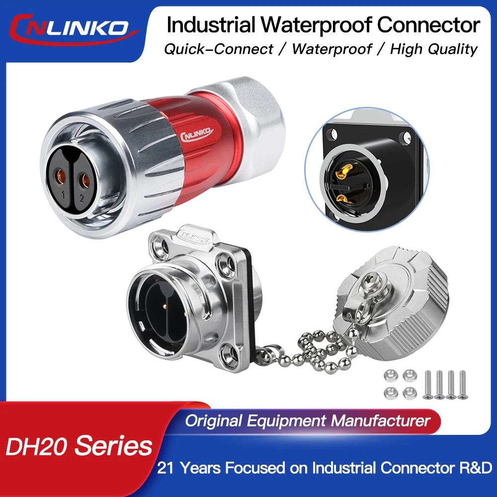 

CNLINKO DH20 Цельнометаллический электрический разъем с обратным креплением и водонепроницаемым антивибрационным разъемом для пайки проводов с перегородкой