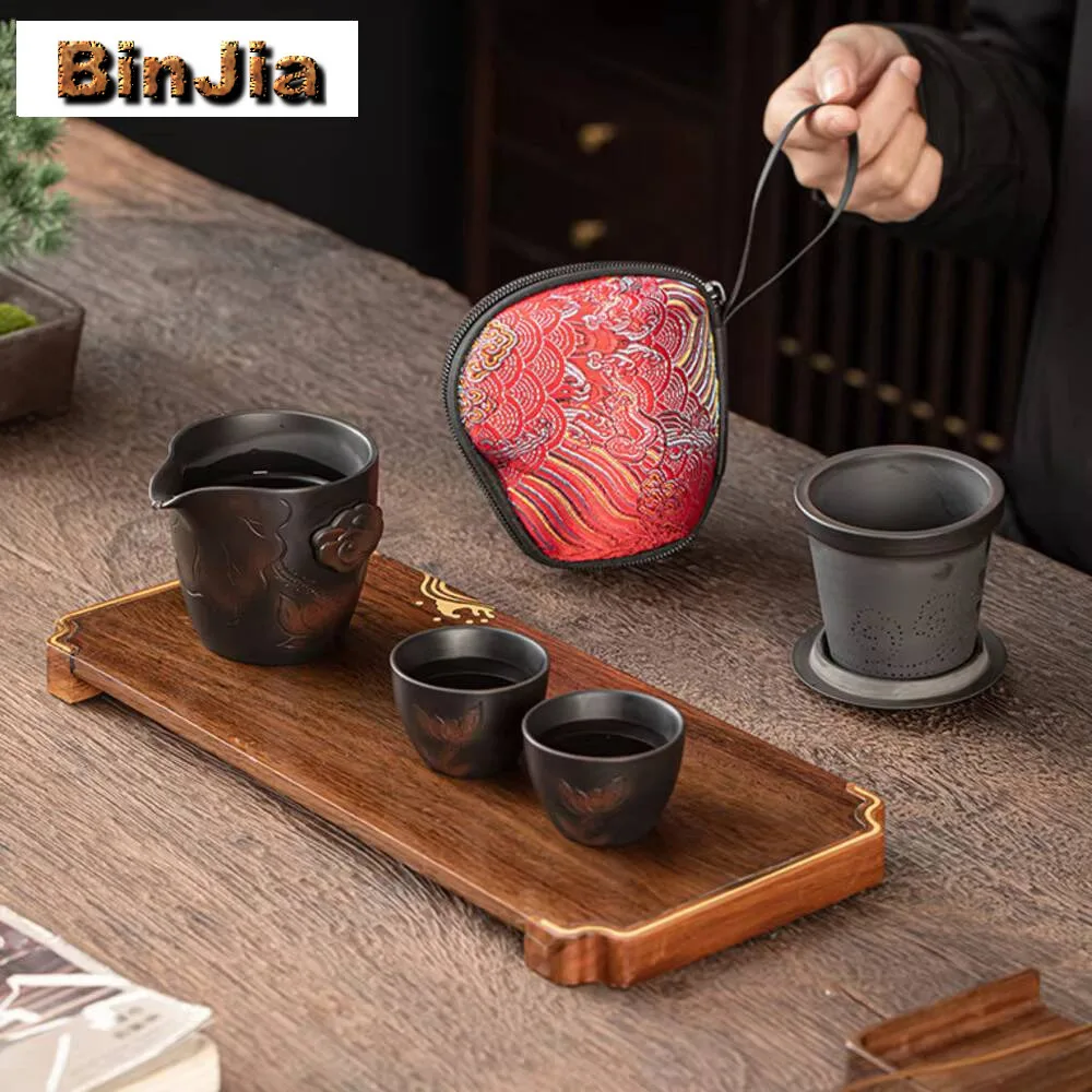 

Китайский Qingxi фиолетовый керамический чайный сервиз с лотосом, набор, эстетический 1 горшок, 2 чашки, органайзер для изготовления церемоний, аксессуары, украшения