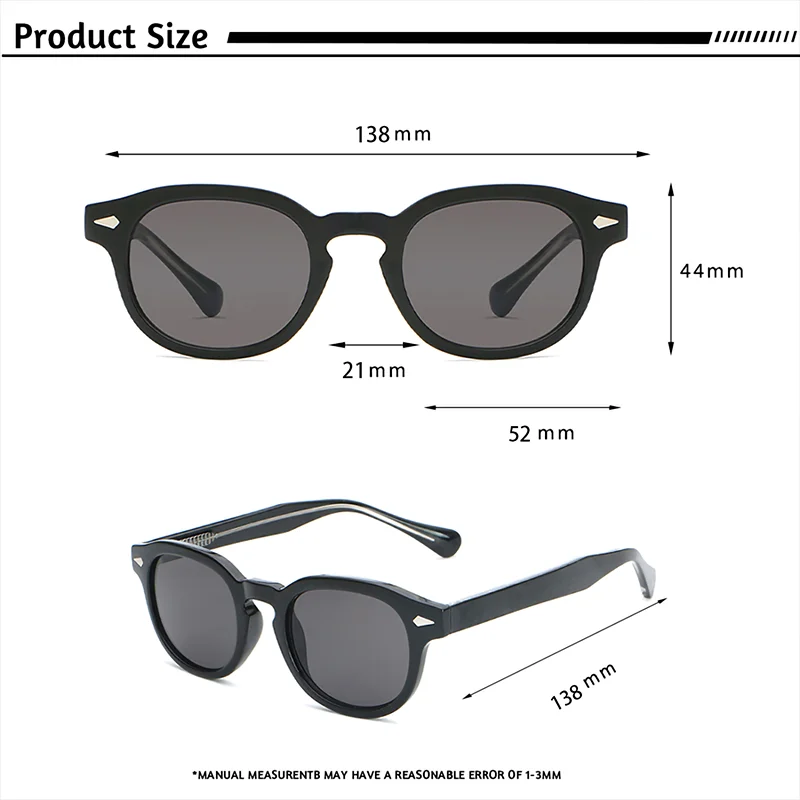HBK Retro Round Men Sunglasses Punk Propionic Acid Pin Temple Luxury Sun Glasses Women Sports Leisure Party Eyewear UV400