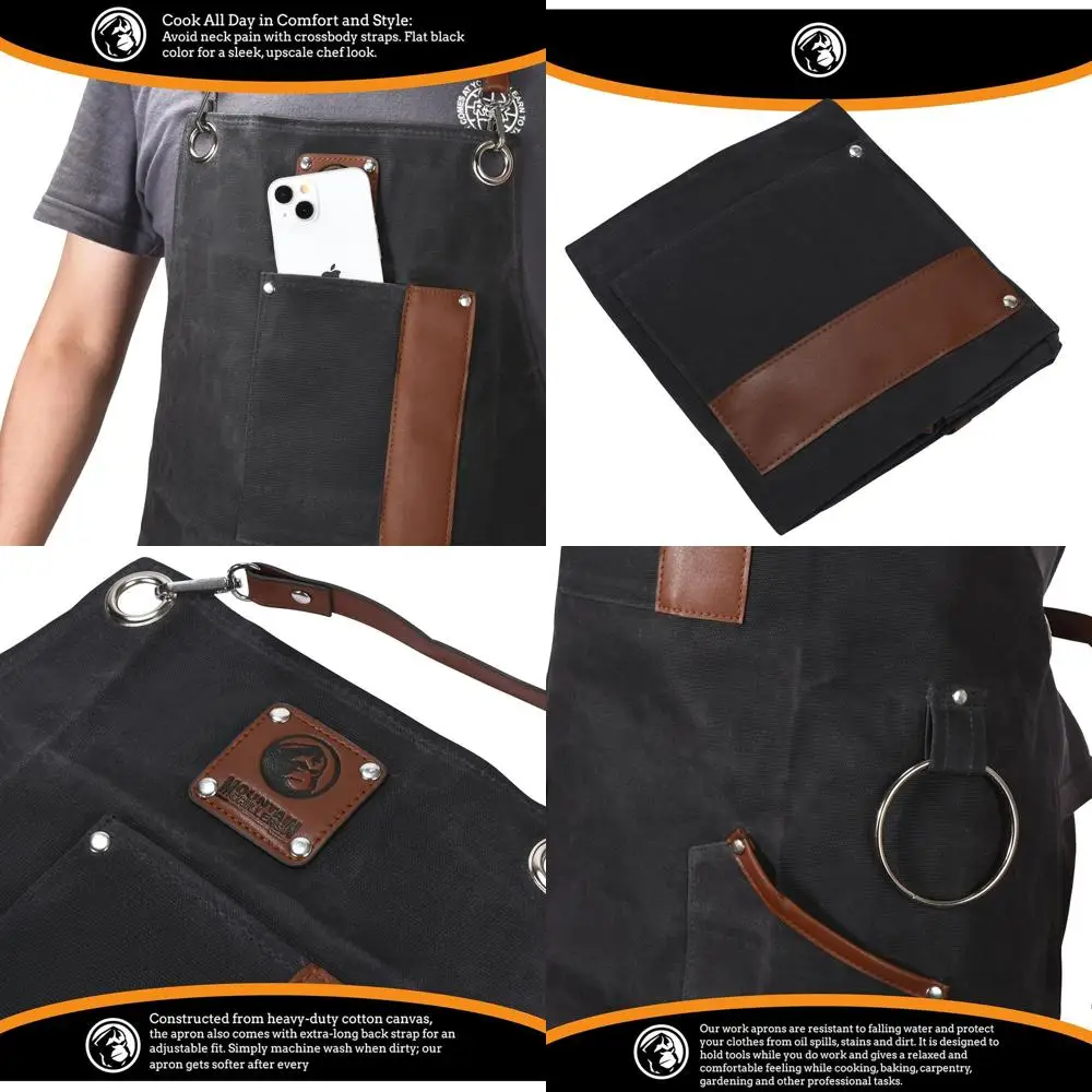 

Stylish Leather BBQ Apron for Men - Heavy-Duty, Adjustable, Perfect for Outdoor Cooking and Kitchen Use