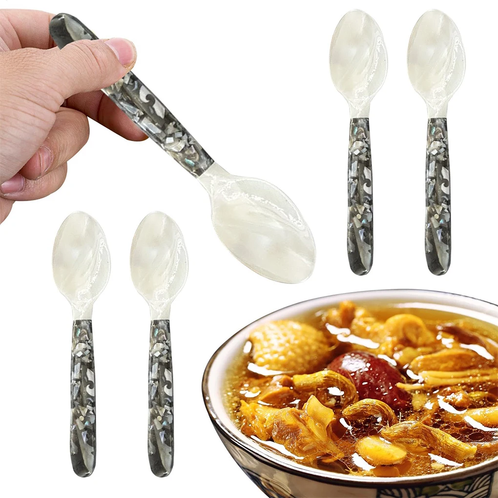 4piece Long Handled Dessert Spoon For Authentic Flavor Experience Maintain Luster And Beauty