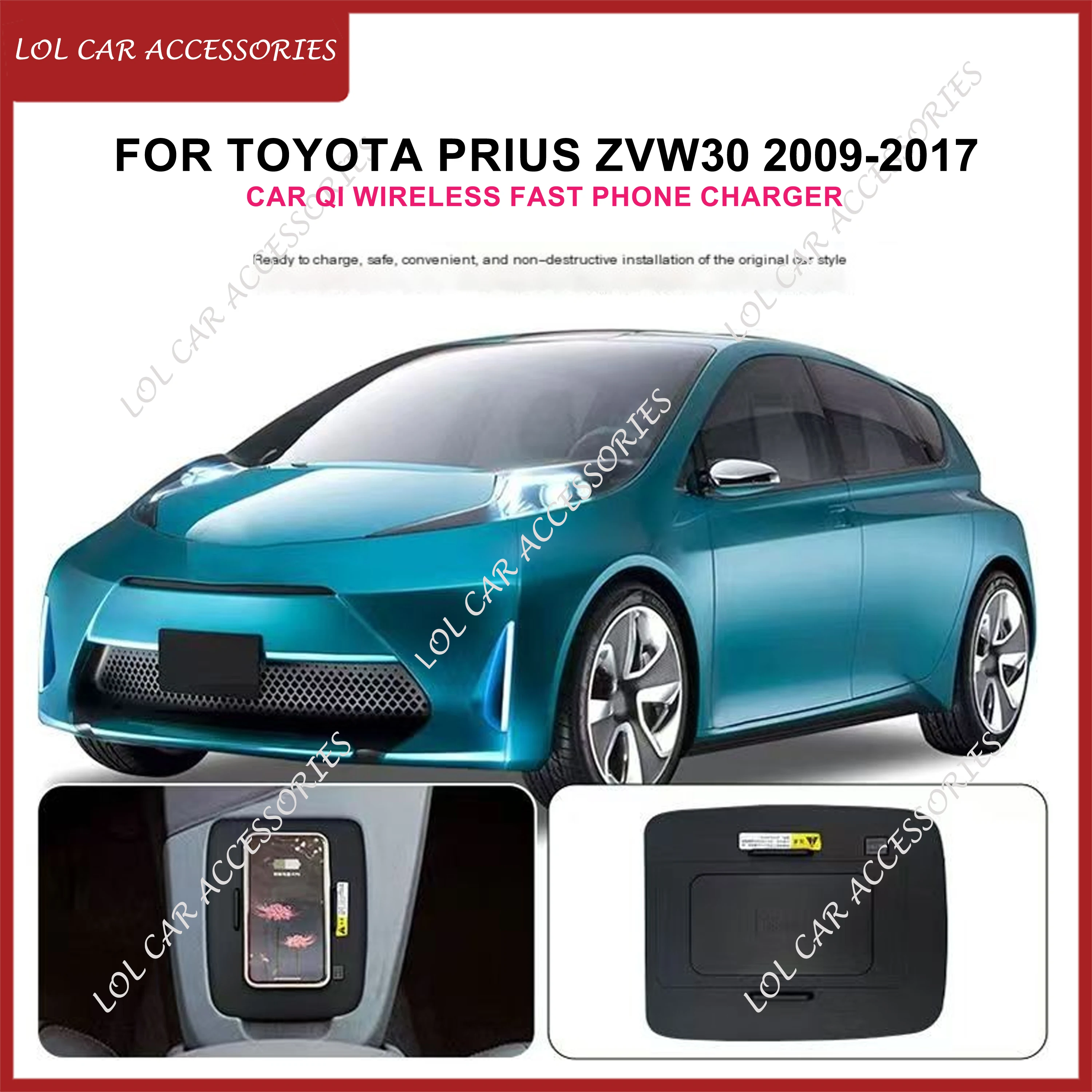 

Для Toyota Prius ZVW30 2009-2017 Быстрое зарядное устройство для телефона 15 Вт Автомобильная QI Беспроводная зарядная панель Держатель пластины
