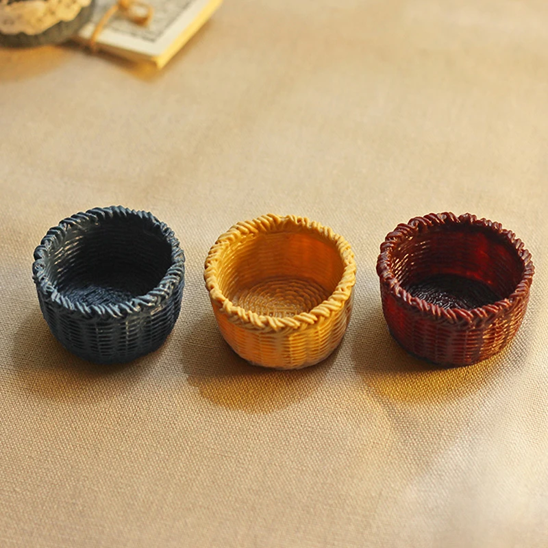 1/12 Dollhouse Miniature Accessories Mini Resin Basket Doll House Decoration