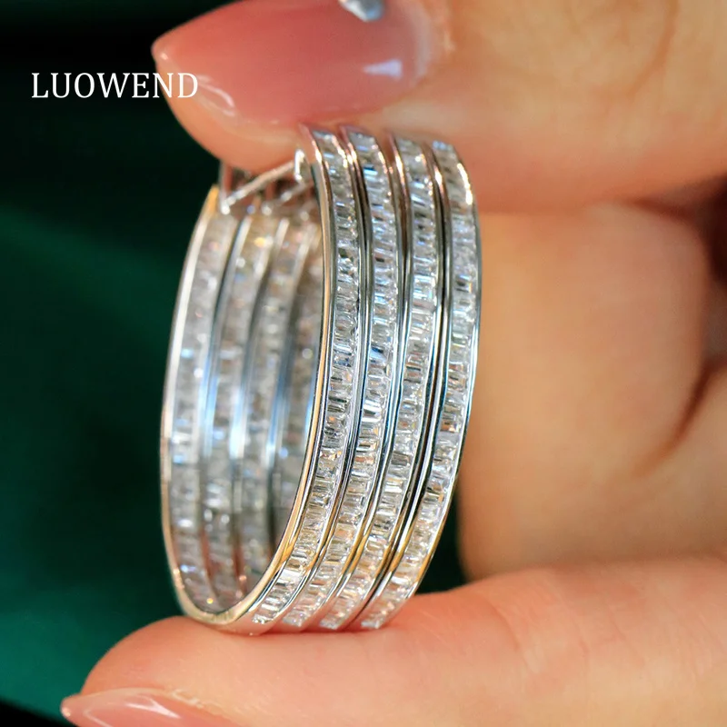 

Серьги LUOWEND из 100% белого золота 18 карат, роскошный модный дизайн, серьги-кольца из настоящего натурального бриллианта 1,16 карата для женщин, ювелирные изделия