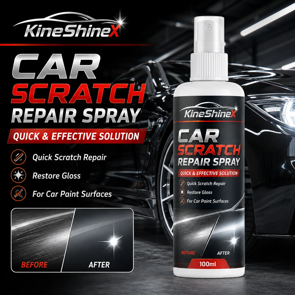 100ml Auto-Kratzer-Reparaturspray, Lackpflege-Politur für leichte Kratzer, Wirbelspuren und Schrammen, Auto-Glanz-Regenerator, 1 Stück/2 Stück Set – Detail 6