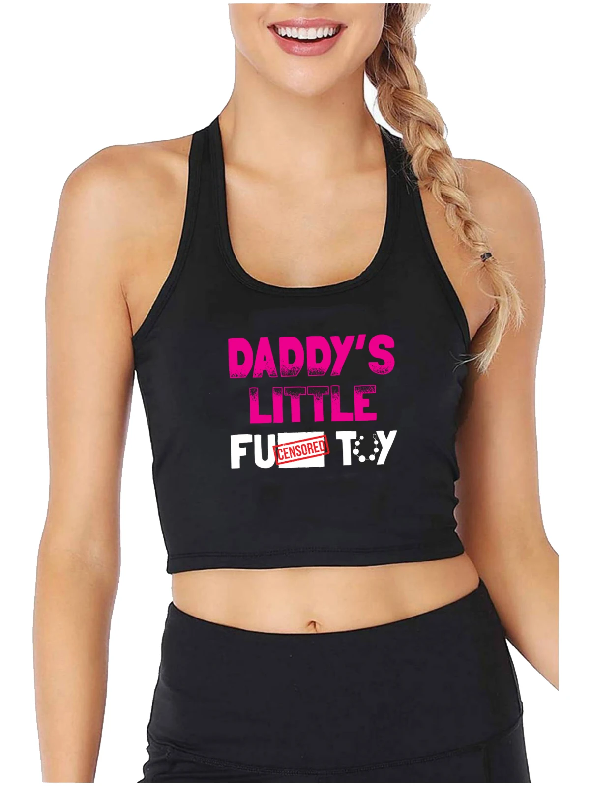 

Daddy's Little Girl Toy Design Sexy Crop Top Sugar Baby BDSM Kinky Submissive Tank Tops Hottie Naughty Flirty Camisole