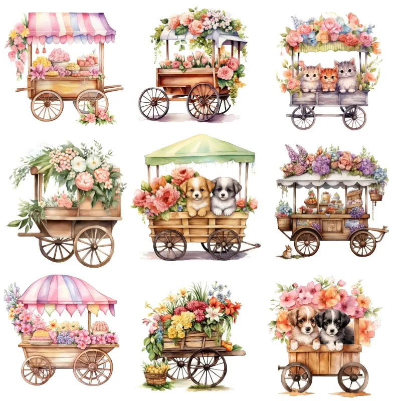 15pcs Creative Cute Self-made Cute Flowers, Puppy, Kitten, HandcartScrapbooking Stickers /decorative/DIY Craft Photo Albums