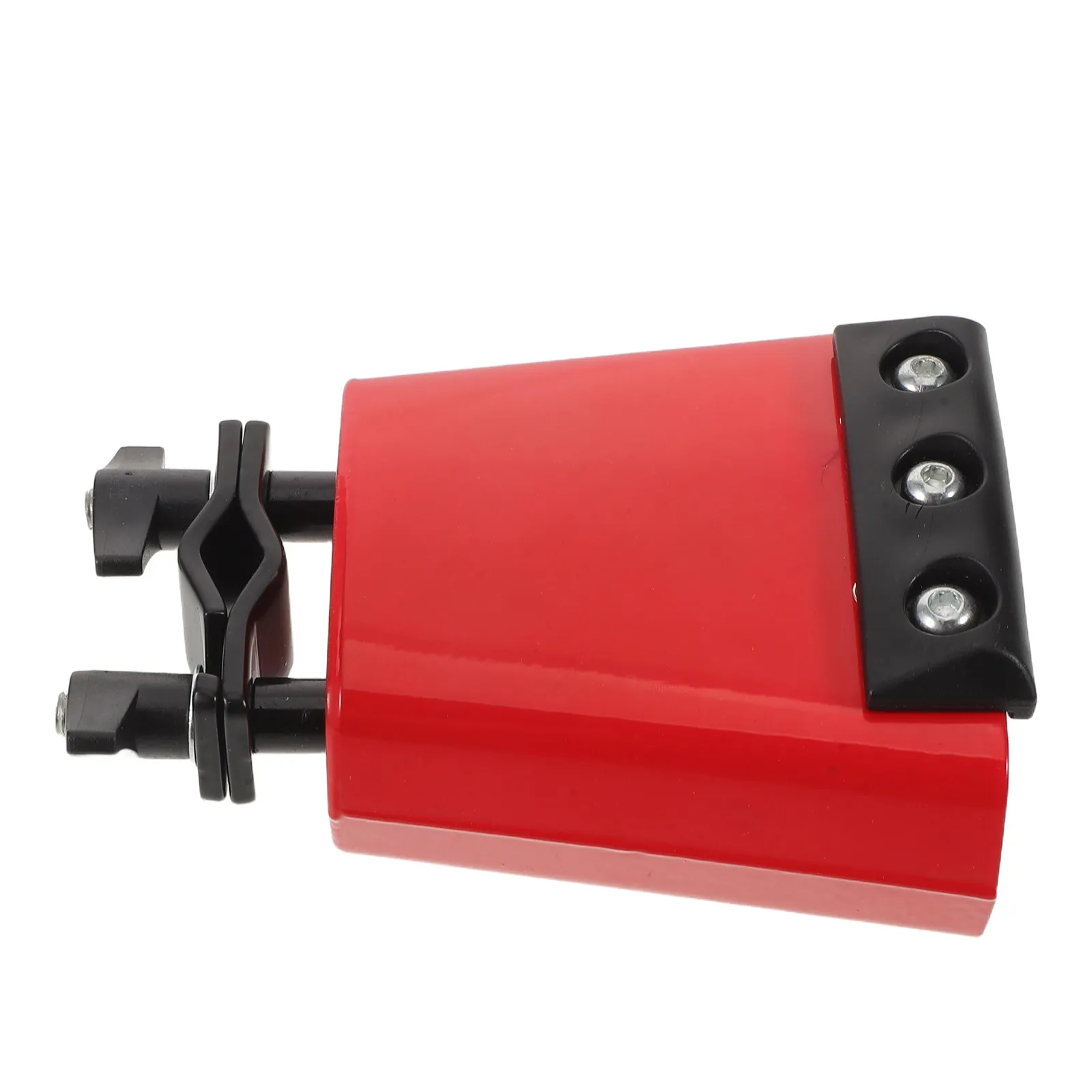 Mountable Red Cowbell Metal Drum Accessory with Black Muffler Strip Clip-on Cowbell for Drum Set Practice Performance