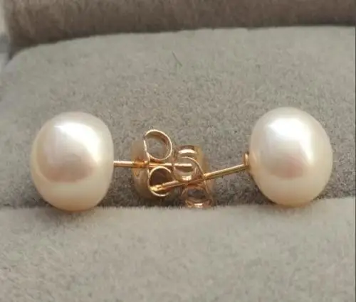 wholesale AAA akoya 9-10mm white pearl earrings 14k Gold Limited time promotion!
