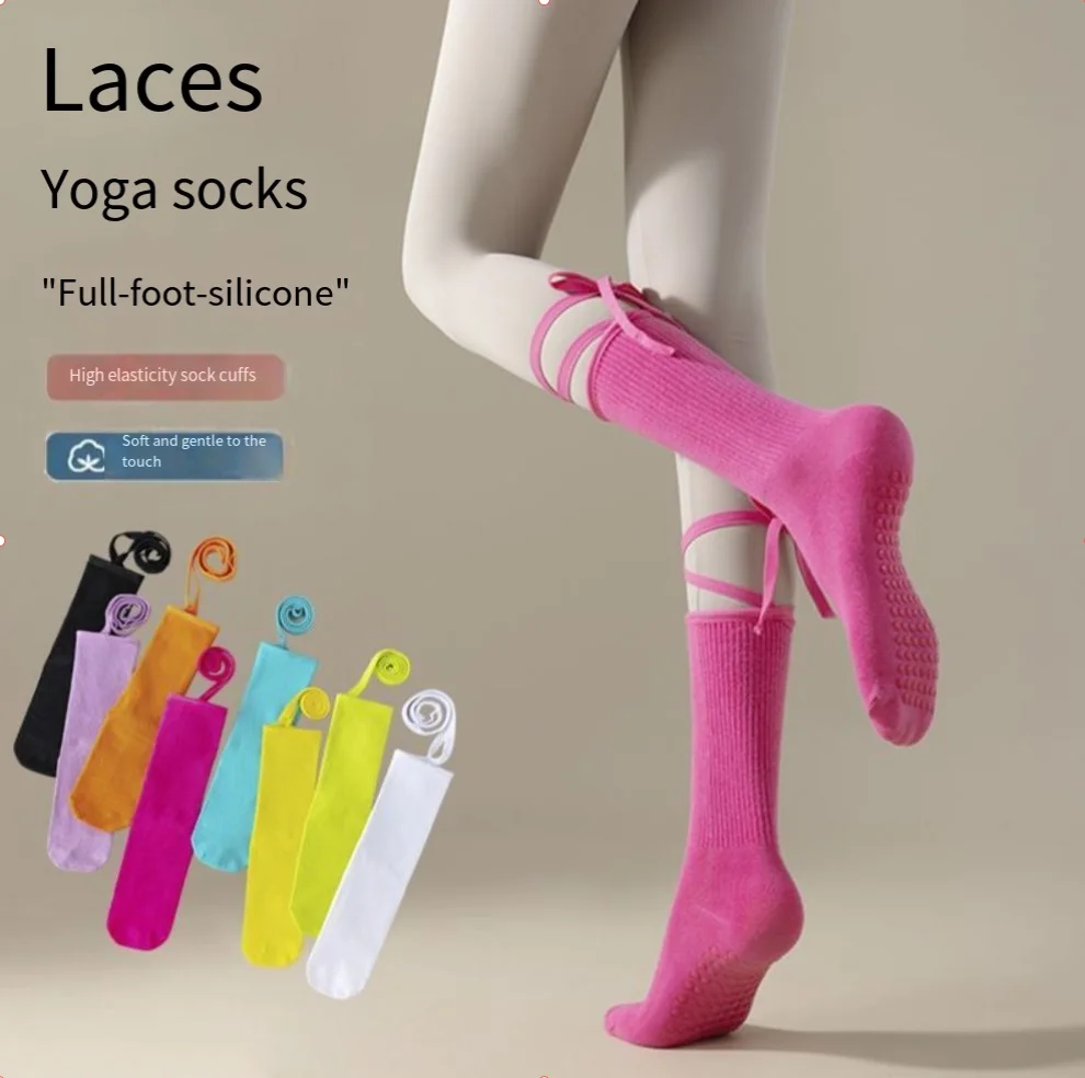

Носки для йоги в стиле хит 2025 года. Противоскользящие однотонные носки для пилатеса. Классические универсальные носки для йоги. Носки до середины икры. Носки для фитнеса с перекрестной пряжкой.