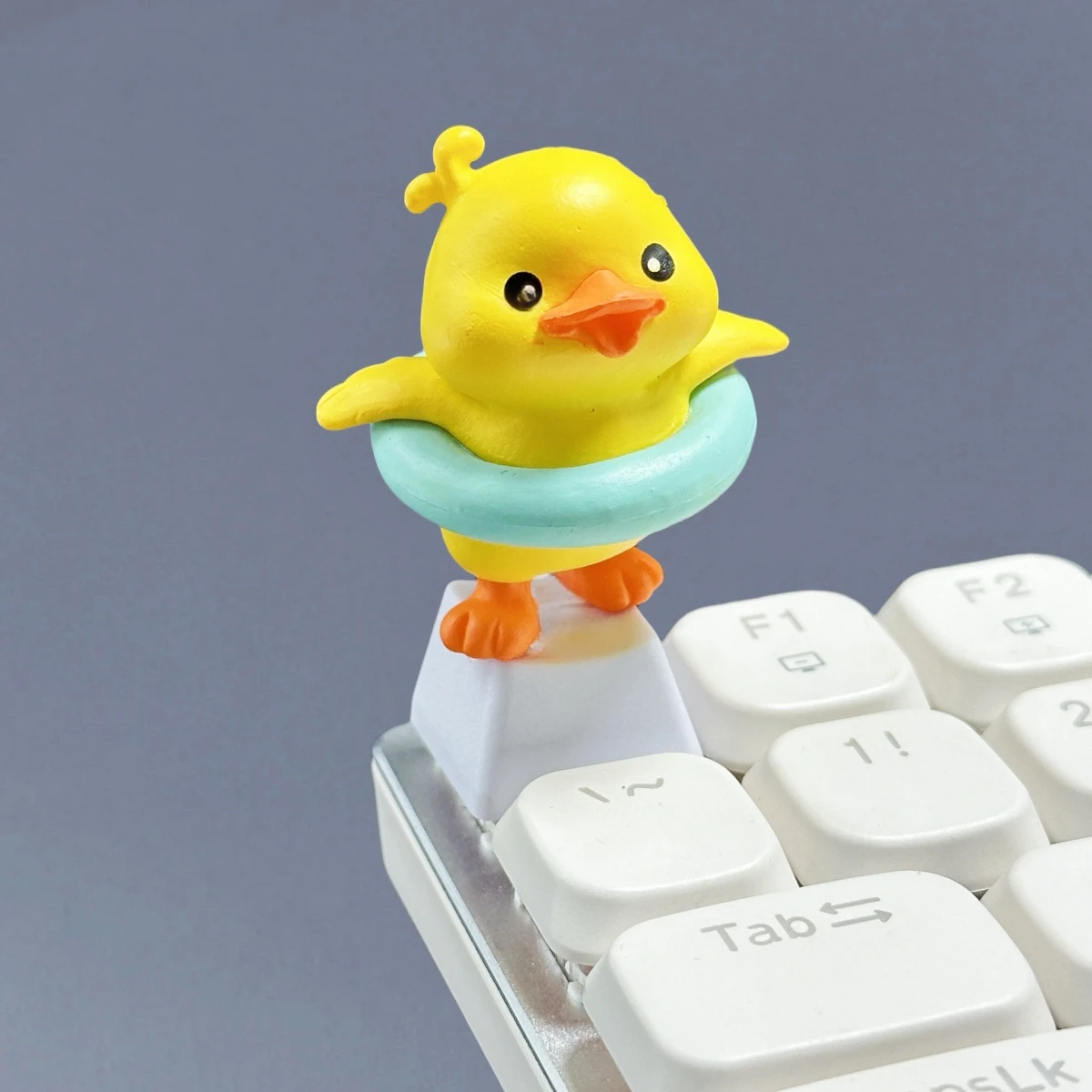 Handmade Creative Cute Yellow Cartoon Raincoat Duck Personalized Keycaps Single R4 Cross Axis Mechanical Keyboard Gaming Key Cap