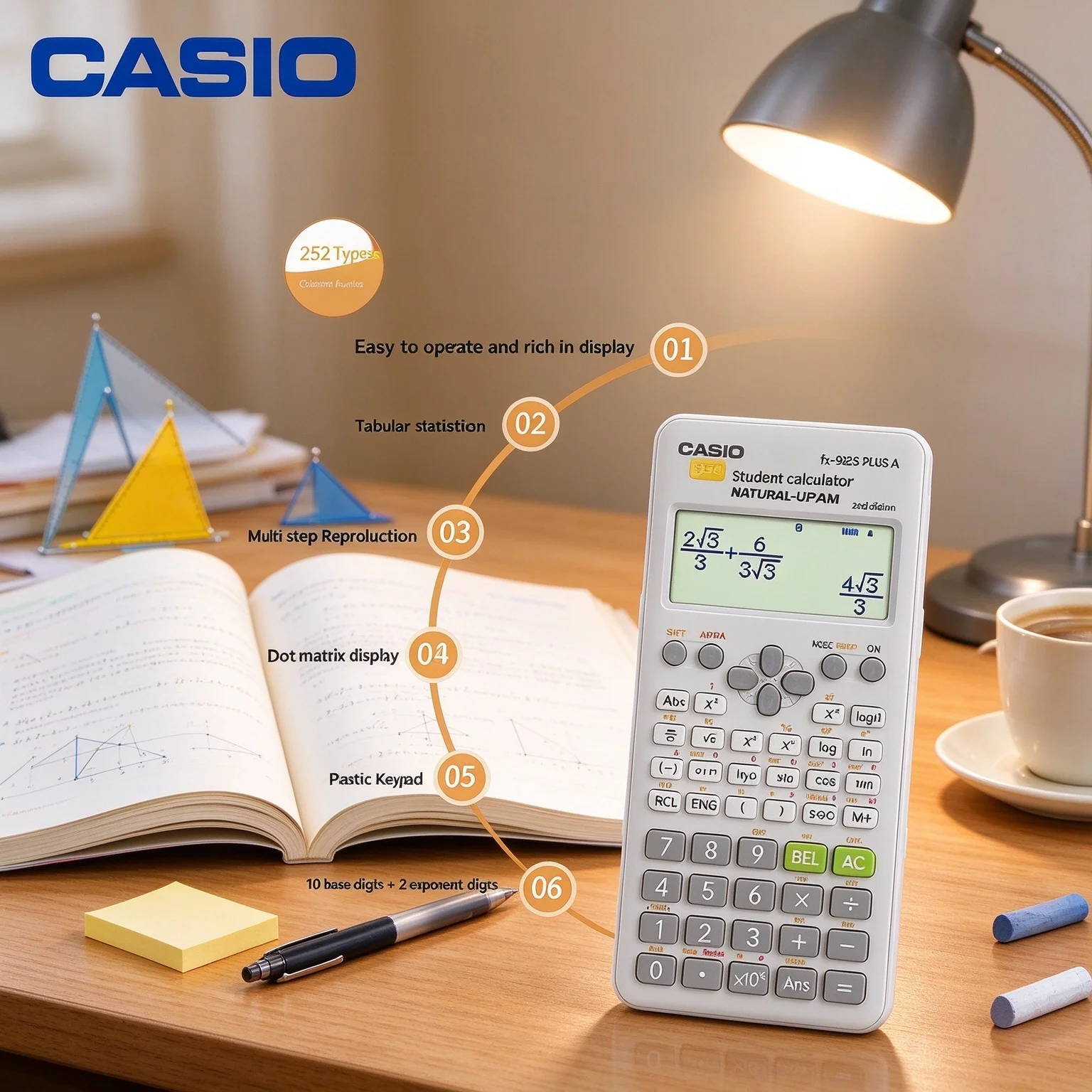 Casio /Invoice Calc /Class Calc GY-120/DY-120/MS-20YC/SL-310YC/FX-82E Stable Keys Easy Use For Invoice Counting Math Class