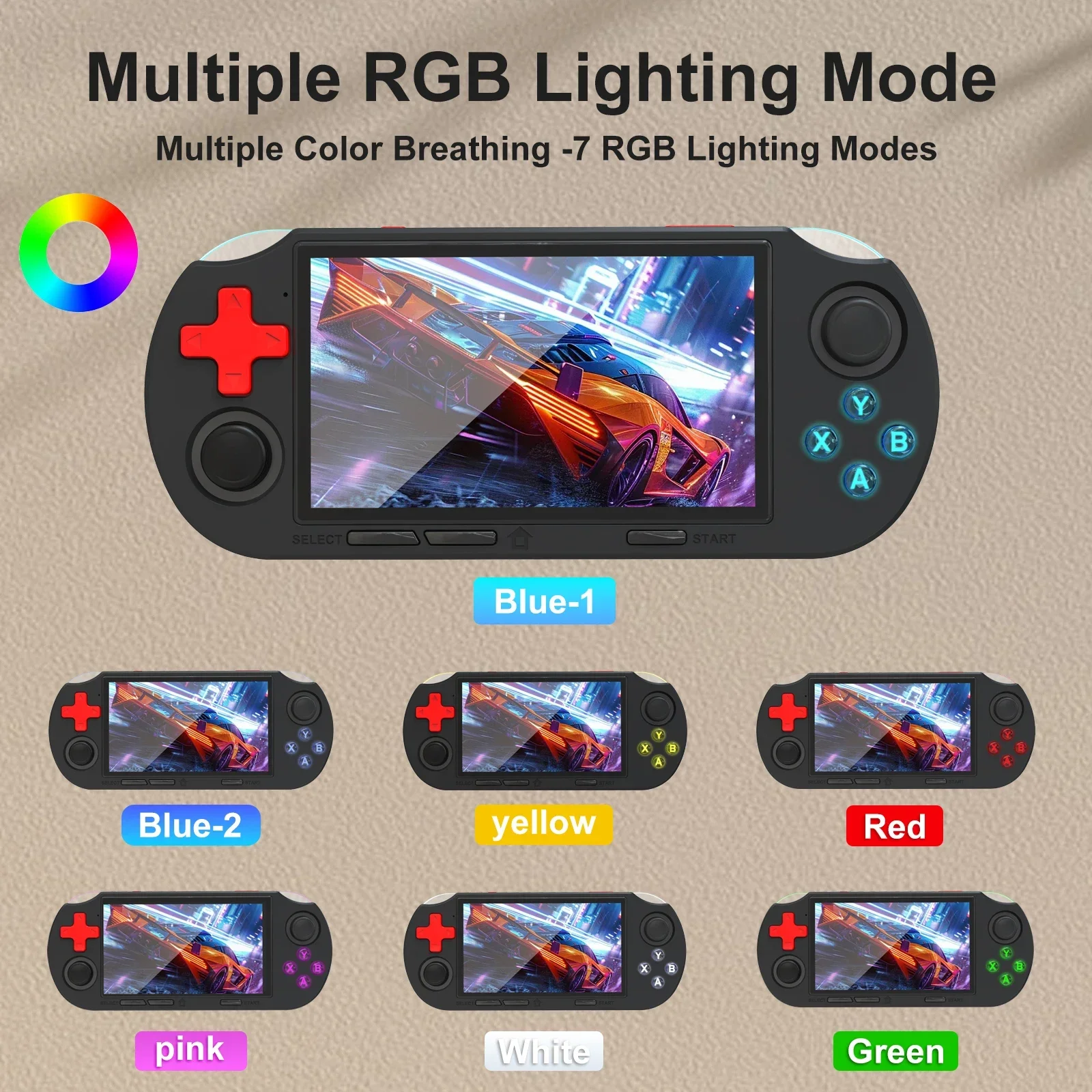 GAMINJA ANS16 لعبة محمولة مفتوحة المصدر 4.5 بوصة IPS شاشة RGB الإضاءة المحمولة ريترو لعبة فيديو وحدة التحكم 64 جيجابايت ل PS1/GBA/SFC