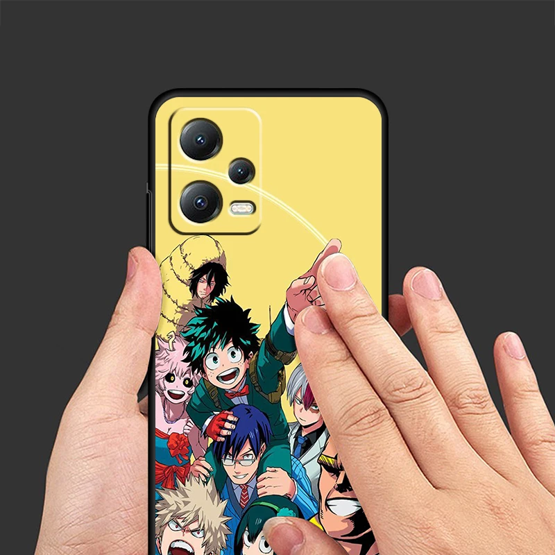 My Hero Academy Anime For Xiaomi Redmi Note 13 12R 12 12S Turbo 11 11T 11S 10 10S Pro Plus 5G Black Soft Phone Case