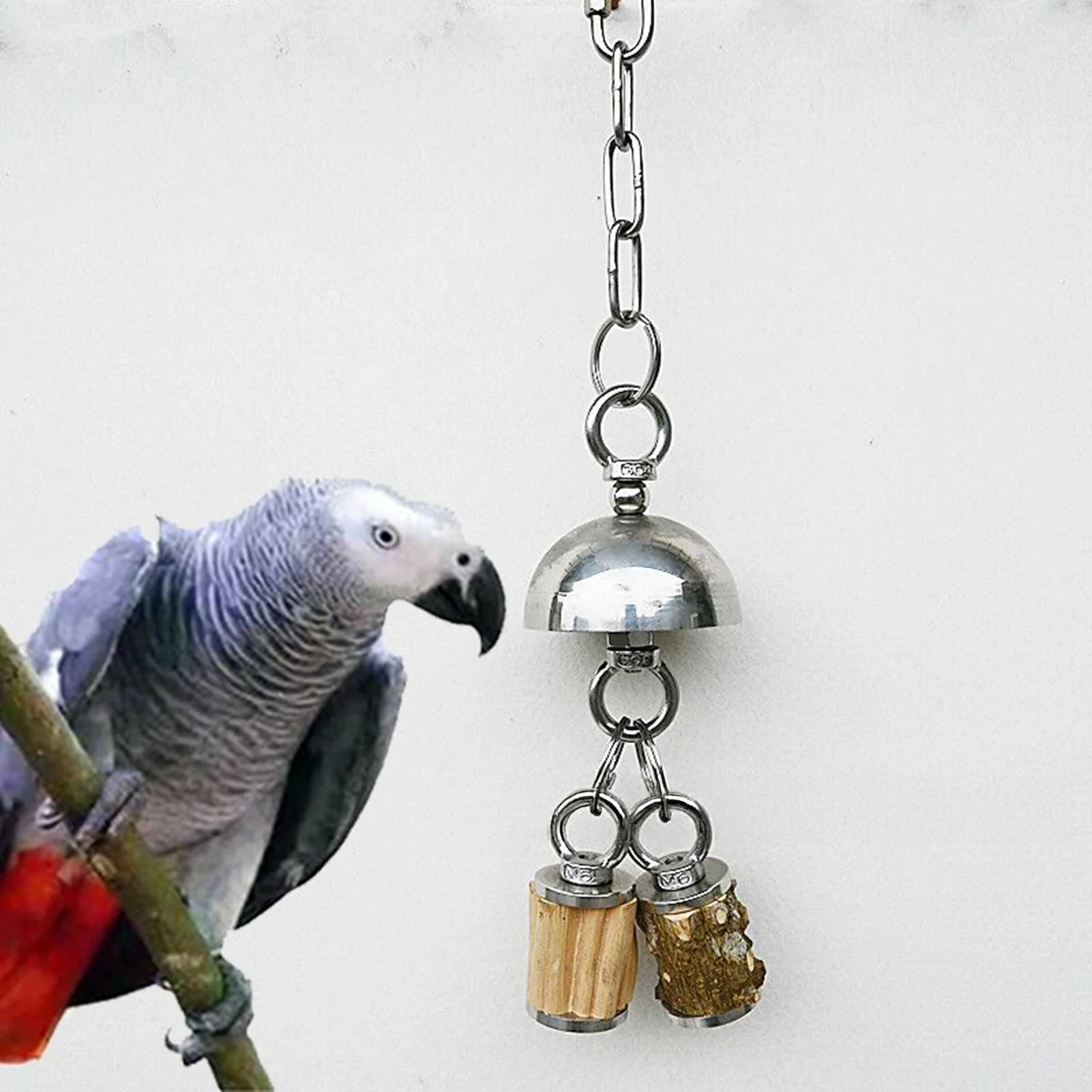 Parrot Toy Stainless Steel Bell Chewable Bird Cage Entertainment Toy Birdcage Decoration For Medium Large Birds Cockatoo Macaw